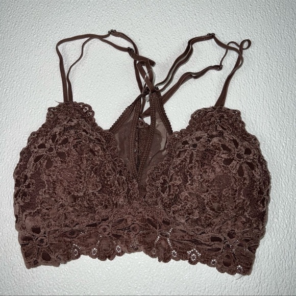 Aerie Snowday Chenille Lace Padded Triangle Bralette Brown Size XS NWOT - Picture 3 of 7